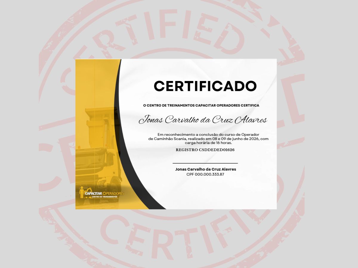 Certificado de Formação - Capacitar Operadores
