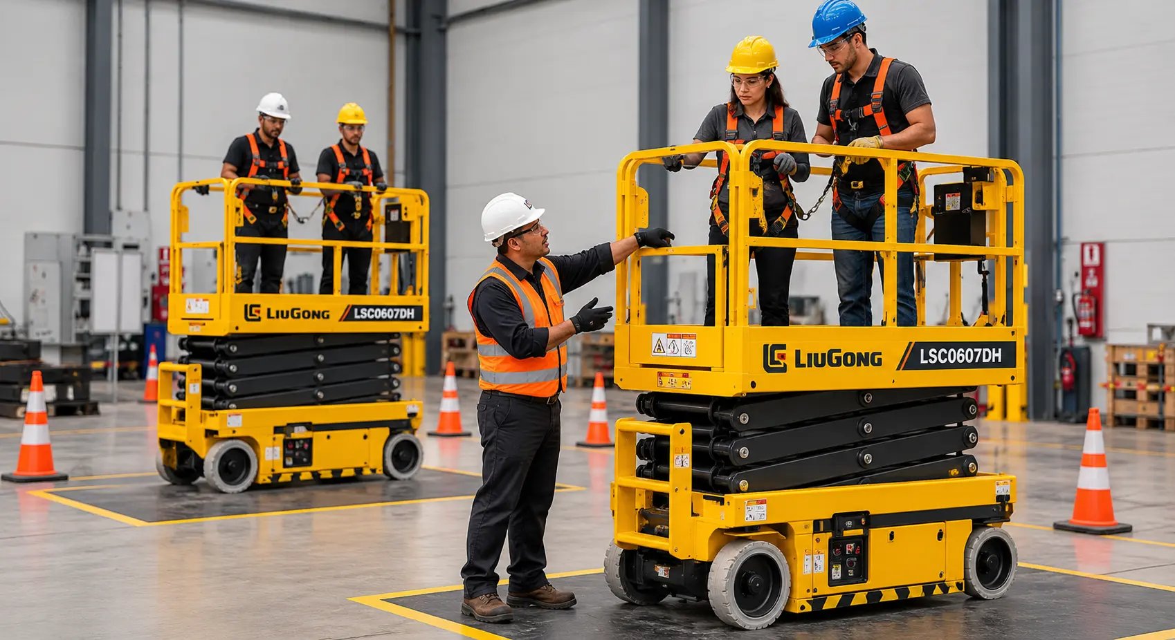 Treinamento de segurança com plataformas elevatórias